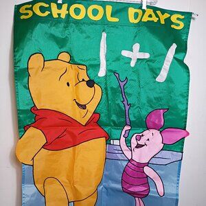 VTG Winnie the Pooh School Days Yard Garden Nylon Flag 28x39 Piglet Disney 2000